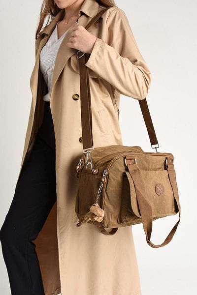 DUOMİNO Duomino Clinker Multi-Pocket Αδιάβροχη Tan Crinkle Τσάντα ώμου / Τσάντα ώμου