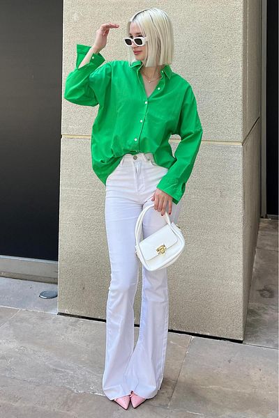 Madmext Πουκάμισο Mad Girls Green Oversize Mg1369