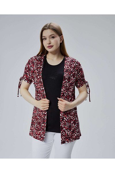 YXL COLLECTION Women's 2-Piece Suit Sleeves Gathered Pattern Cardigan, Crew Neck Rhinestone Thick Strap Tank Top