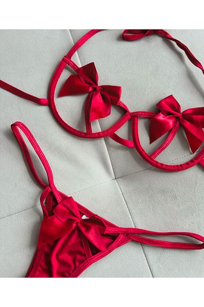 SanalBarkod Satin Ribbon Lingerie Set