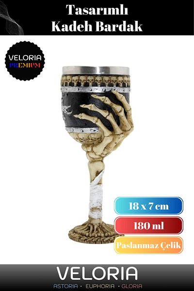 Veloria Premium Decorative Gift for Lover Friend Stainless Steel Specially Designed Goblet Cup 18 X 7 cm