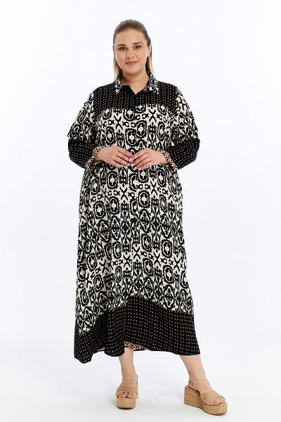 THE CABIN Καλοκαιρινό φόρεμα με υφή Bohemian Plus Size