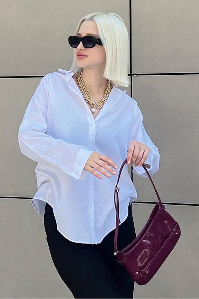 Madmext Mad Girls Weißes Oversize-Shirt MG1369