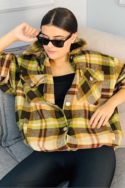 Madmext Πουκάμισο Mad Girls Camel Over Size Lumberjack Mg042