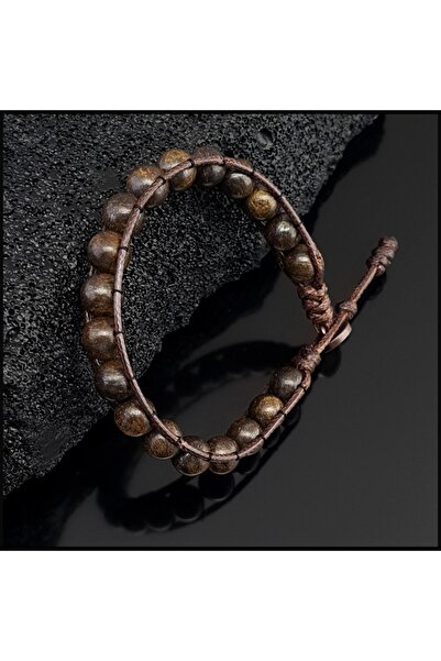 Seven Art Jewelry Doğal Taş Bileklik, Bronzit Taşı  Bohem Bileklik, Erkek Bil...