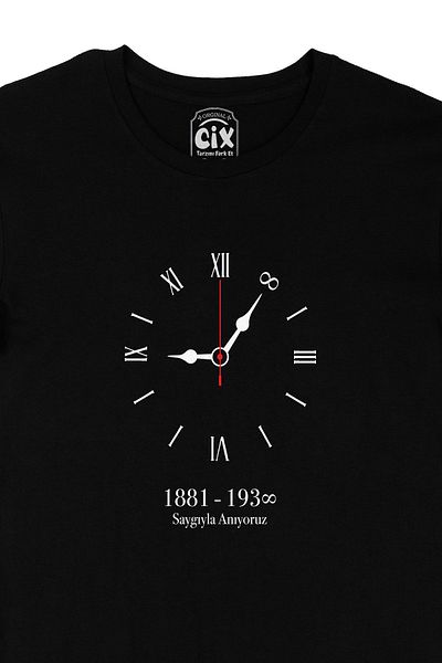 Pisa Art Μαύρο μπλουζάκι 10 Νοεμβρίου Atatürk Time Happened