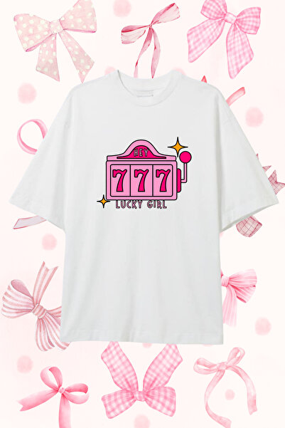 Dupe Design Μπλουζάκι Lucky Girl 777 με στάμπα Oversize
