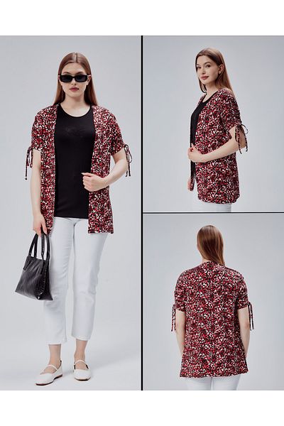 YXL COLLECTION Women's 2-Piece Suit Sleeves Gathered Pattern Cardigan, Crew Neck Rhinestone Thick Strap Tank Top