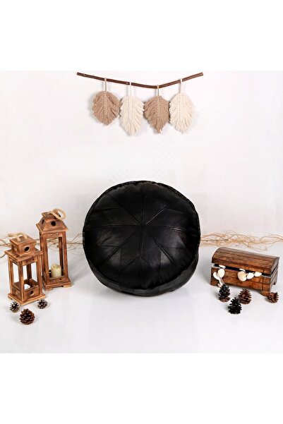 Ottoman Pouffe El Yapımı Hakiki Kuzu Derisi Bahçe Balkon Bungalov Puf Yer Min...