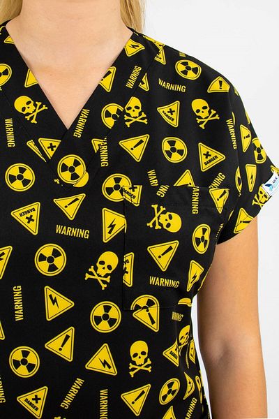 Nur Medikal Giyim Uniformă unisex neagră pentru radiologie, cu tematică pentru radiologi, din lycra