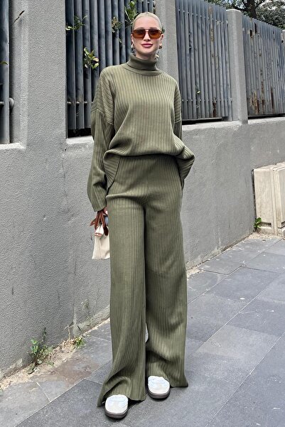 Madmext Khaki Knitwear Sweater and Trousers Set - Long Sleeve Mg2173