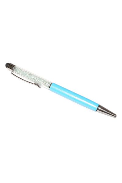 G Golden Case Stylus touch pen cu pix, decorat cu cristale, metalic, turquoise