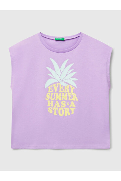 Benetton Girl's Printed Tshirt 6-14 Years Lilac
