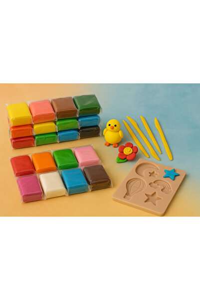 Art Tone 12 Renk Polimer Kil 25gr Modelleme Hamuru Havayla Kuruyan Seti ve 11 Şekillendirme Kil Aleti Smarta