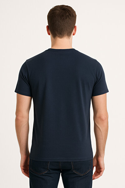 Let's Wear Ανδρικό μπλουζάκι Texas Printed από 100% οργανικό βαμβάκι Basic χτενισμένο βαμβακερό μπλουζάκι Navy Blue