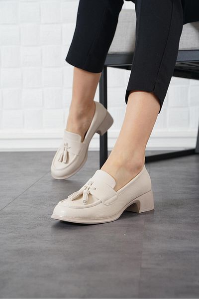 Moda Pie Pantofi clasici cu toc Kelna Bow pentru femei, piele bej