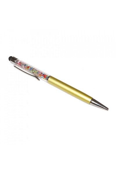 G Golden Case Stylus touch pen with ballpoint pen, decorated with mixed crystals, metallic, gold