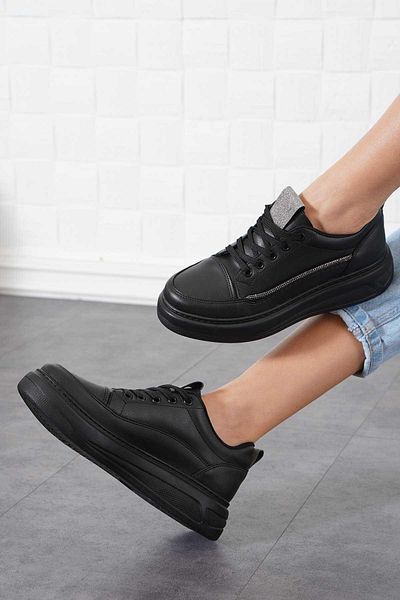 Moda Pie Pantofi sport pentru femei Rane Yan Stone, piele neagră