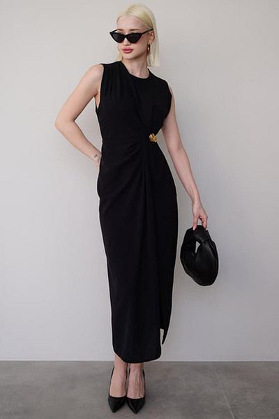 Madmext Μαύρο Bronchus Midi Γυναικείο Φόρεμα Mg2418