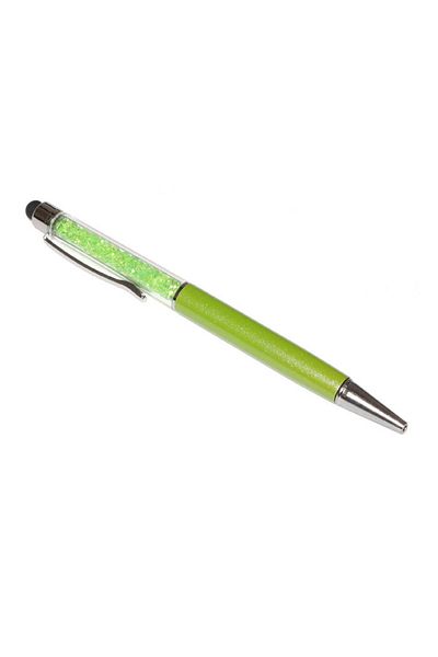 G Golden Case Stylus touch pen cu pix, decorat cu cristale, metalic, verde
