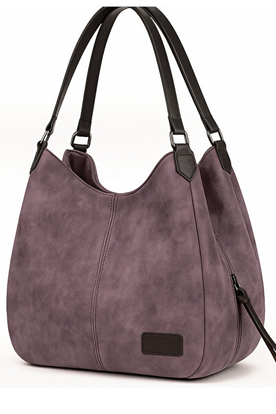 Cappadocia Vintage Myra Kadın Mürdüm Mor PU Deri Günlük Omuz Yumuşak Tote El ...