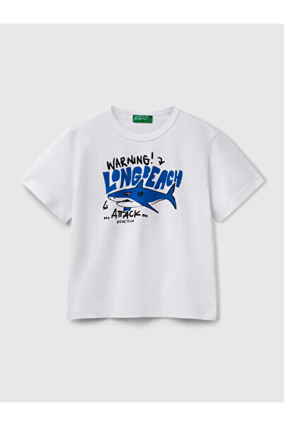 Benetton Boy's Printed Tshirt 1-6 Years White