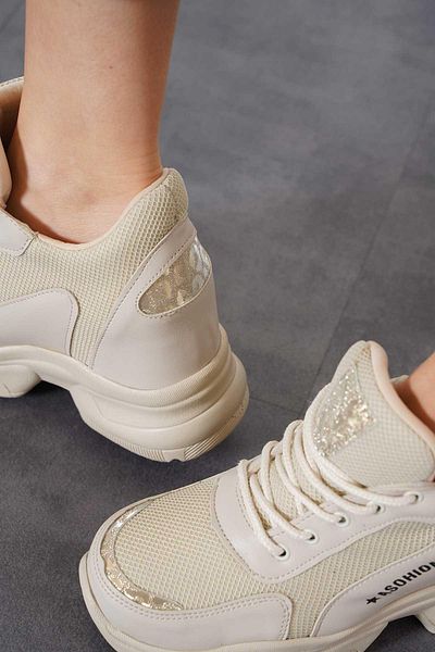 Moda Pie Pantofi sport pentru femei cu talpă înaltă Nutset Mesh Nut Skin