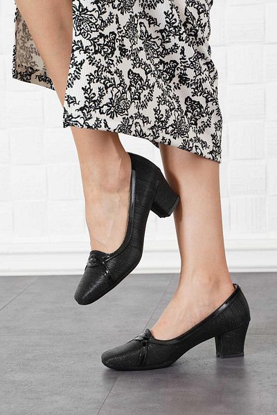 Moda Pie Black Glitter Tesa Cross Scarf Women's Heeled Shoes