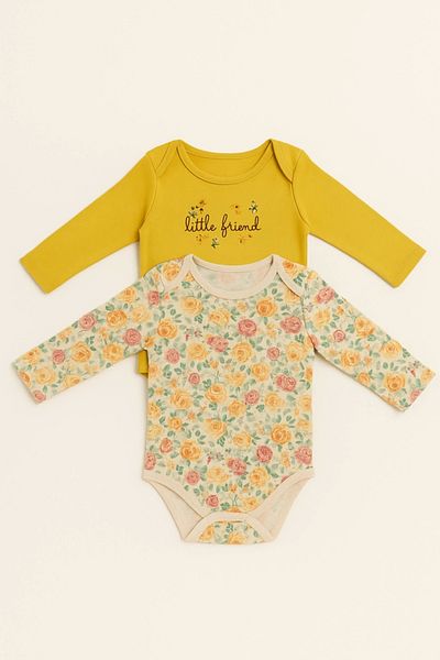 Miniworld Baby Girl 2-Piece Long Sleeve Bodysuit Set Cute and Comfortable Baby Bodysuit Set