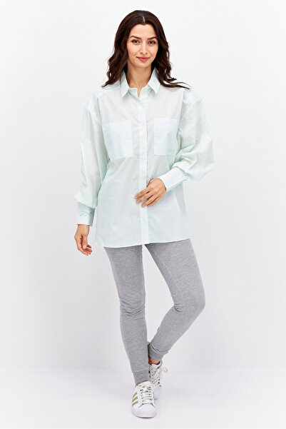 Reebok Women Sportswear Fit Long Sleeves Outdoor Shirt, Mint Green