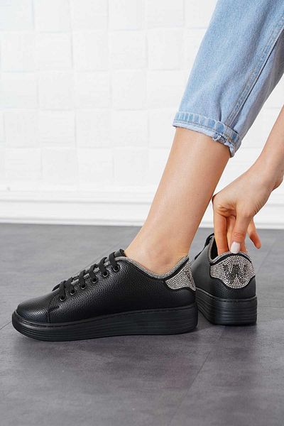 Moda Pie Pantofi sport pentru femei Selpa Back Stone Piele neagră