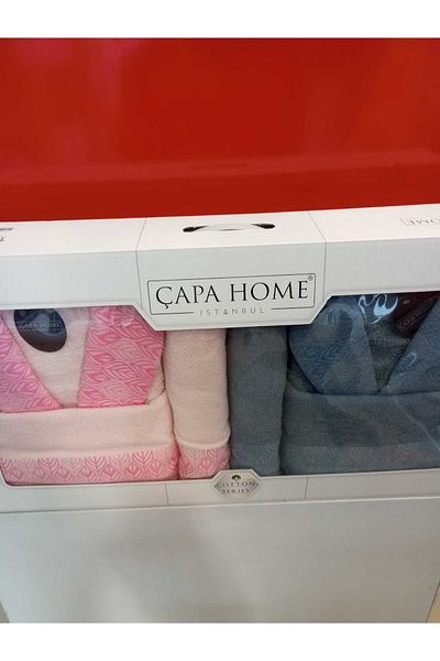 Çapa Home &Men's Head Bath Robe 6-Piece Daily Dowry Gift 100% Cotton Premium Quality Bathrobe Set