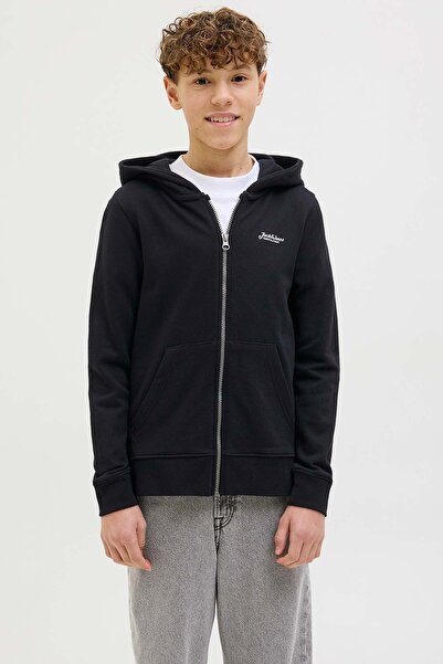 Jack & Jones JJBEAU SWEAT ZIP HOOD JNR Siyah Erkek Çocuk Sweatshirt