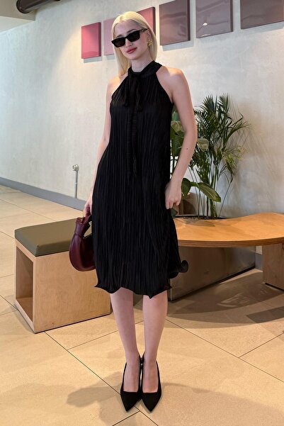 Madmext Black Halter Neck Women's Dress Mg2351