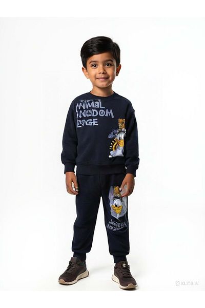 wakawakakidsstore Front and Back Printed Crew Neck Boy's Tracksuit Set