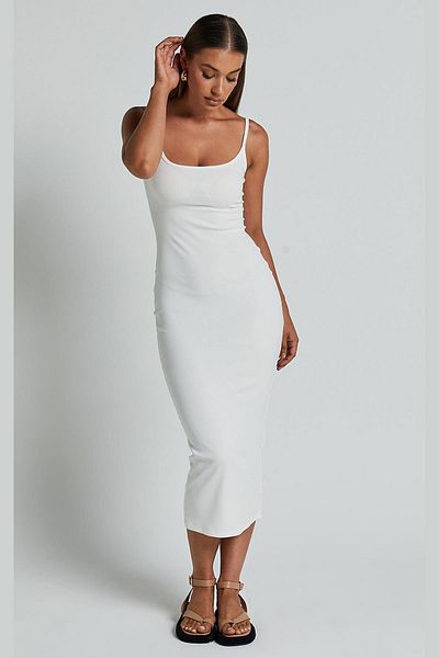 Madmext Λευκό λουράκι Camisole Basic Dress mg1984