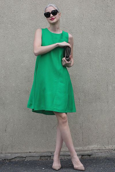 Madmext Green Zero Sleeve Casual Linen Dress Mg1831