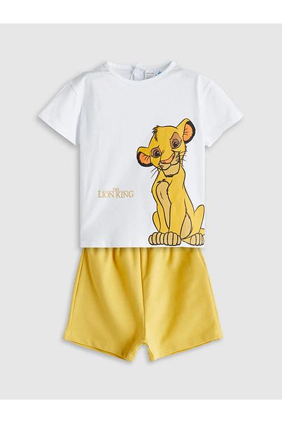 LC Waikiki Ecru Lion King Printed Baby Boy T-Shirt and Shorts 2 Pack
