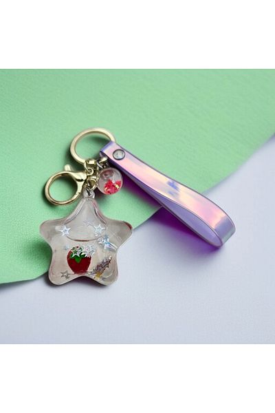 Meyra Accessories Luxury Water-Filled Star Keychain Bag Accessory Plush Toy Colorful Gift 1 Piece
