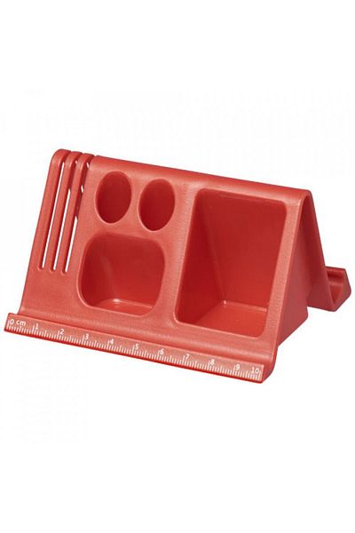G Golden Case Desk stand for tablets and phones with holes for stationery, Red