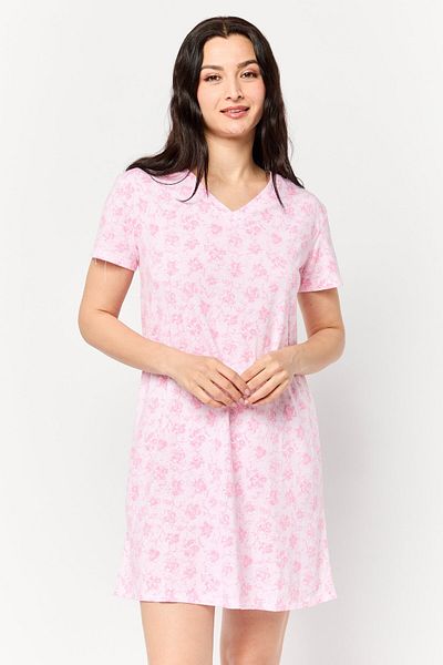 Celestial Dreams Women Floral Print Sleepwear Dress, Pink