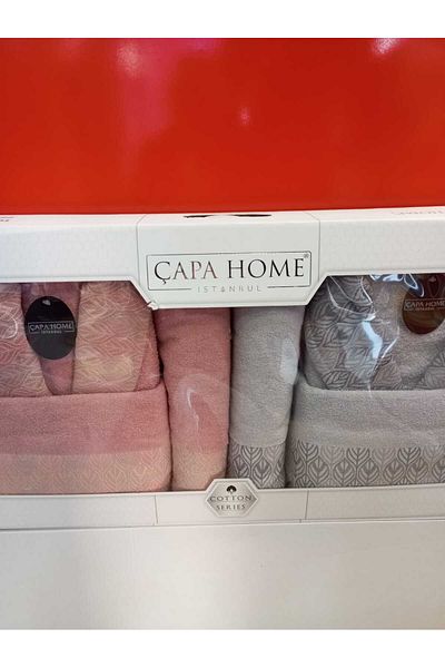 Çapa Home &Men's Head Bath Robe 6-Piece Daily Dowry Gift 100% Cotton Premium Quality Bathrobe Set