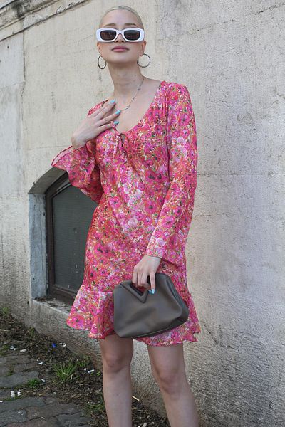 Madmext Růžové šaty se vzorem květin Mg1835