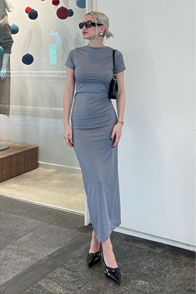 Madmext Smoked Basic Half Fisherman Long Dress MG1856