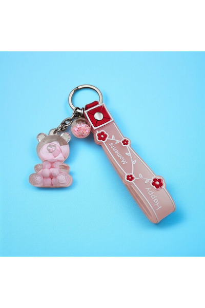 Meyra Accessories İçi sulu ayıcık figürlü anahtarlık çanta aksesuarı peluş oyuncak rengarenk hediyelik 1 adet