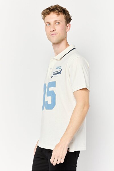 PAUL FRANK Men Regular Fit Embroidered Short Sleeves Polo Shirt, Off White