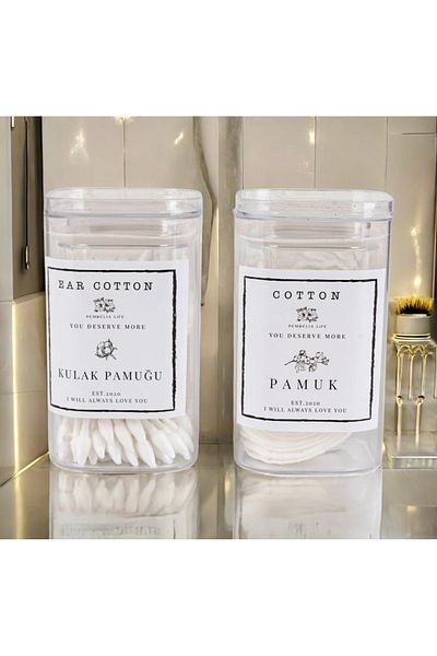 Pembelia Life 2-Piece Acrylic Cotton, Ear Cotton Box Cotton Jar