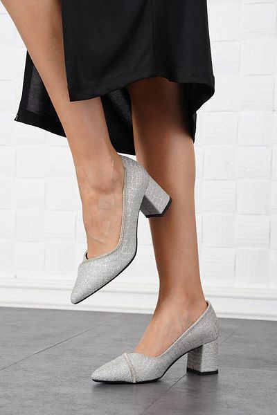 Moda Pie Pantofi cu toc pentru femei Adera V - Silver Stone Honeycomb