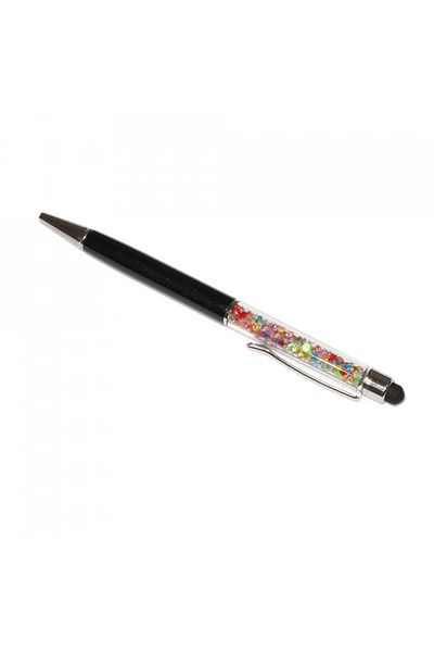 G Golden Case Stylus touch pen with ballpoint pen, decorated with mixed crystals, metallic, black