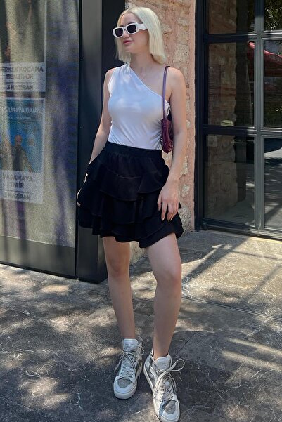 Madmext Siyah Mykonos Mini Etek MG2070